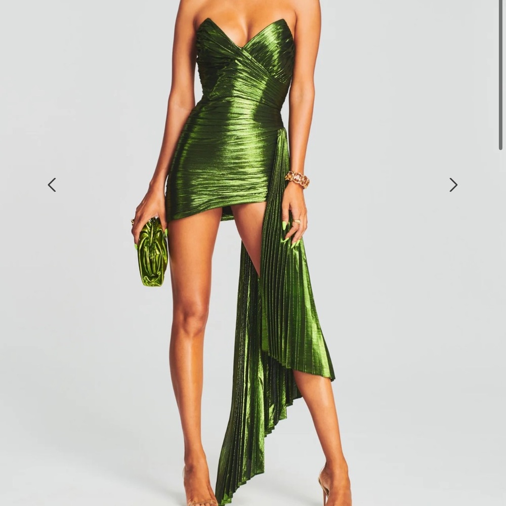 Retrofete Daniele metallic green dress S